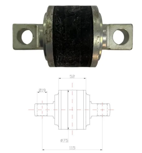 Kit pino barra reação 52,0 A70xB115xC19 SCANIA T/R/P94/114/124/164 - VOLVO VM210/260/310 6X2/6X4 HG-053 Cod. Fab.: P03167 Cod. Orig.: 1515981 Marca DELLA ROSA